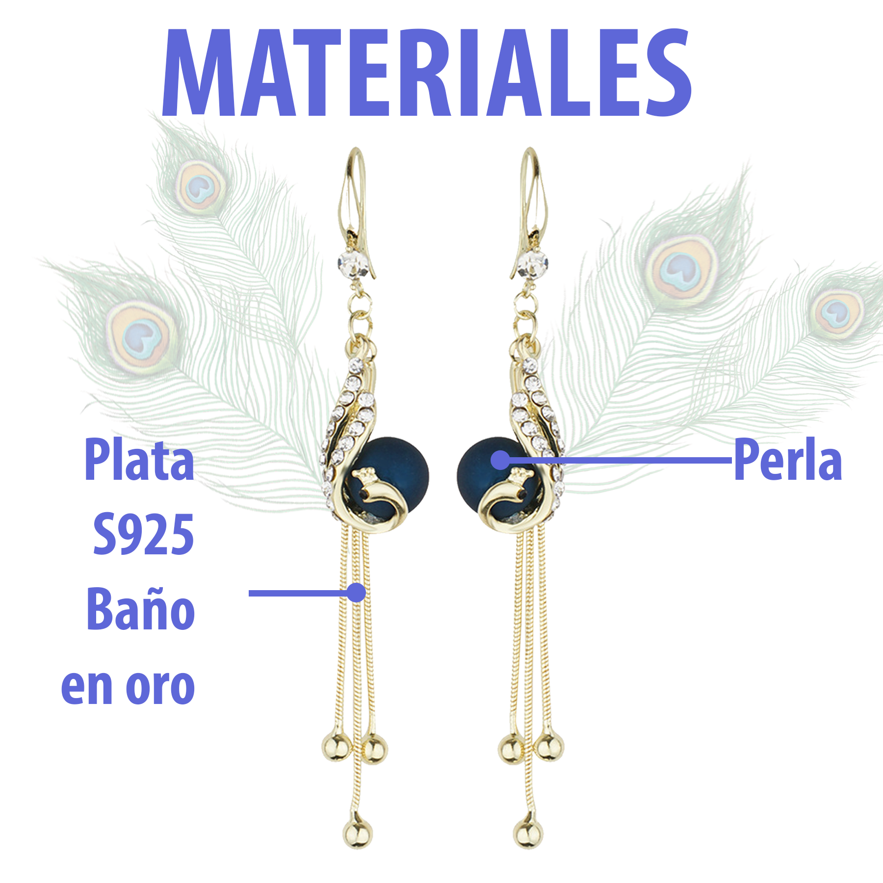Miniatura 5 de Aretes Con Borla De Pavo Real